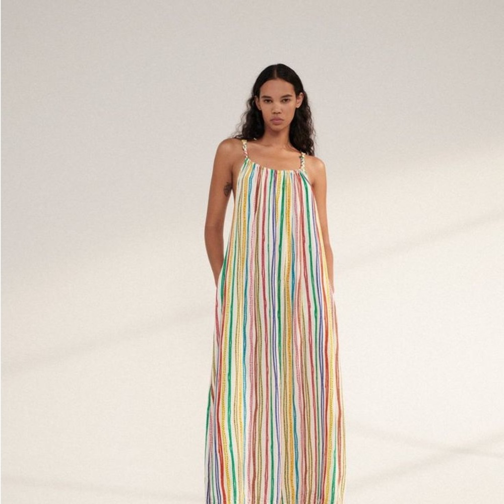 Zara Multicolor Rainbow Striped Maxi Dress size xs (fits like S)